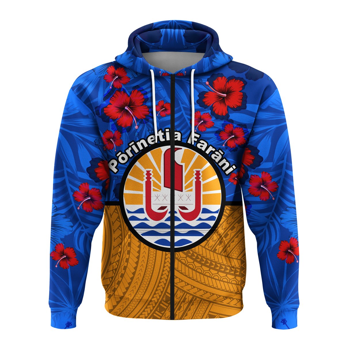 ( Personalised) French Polynesian Hibiscus Flowers Zip up Hoodie