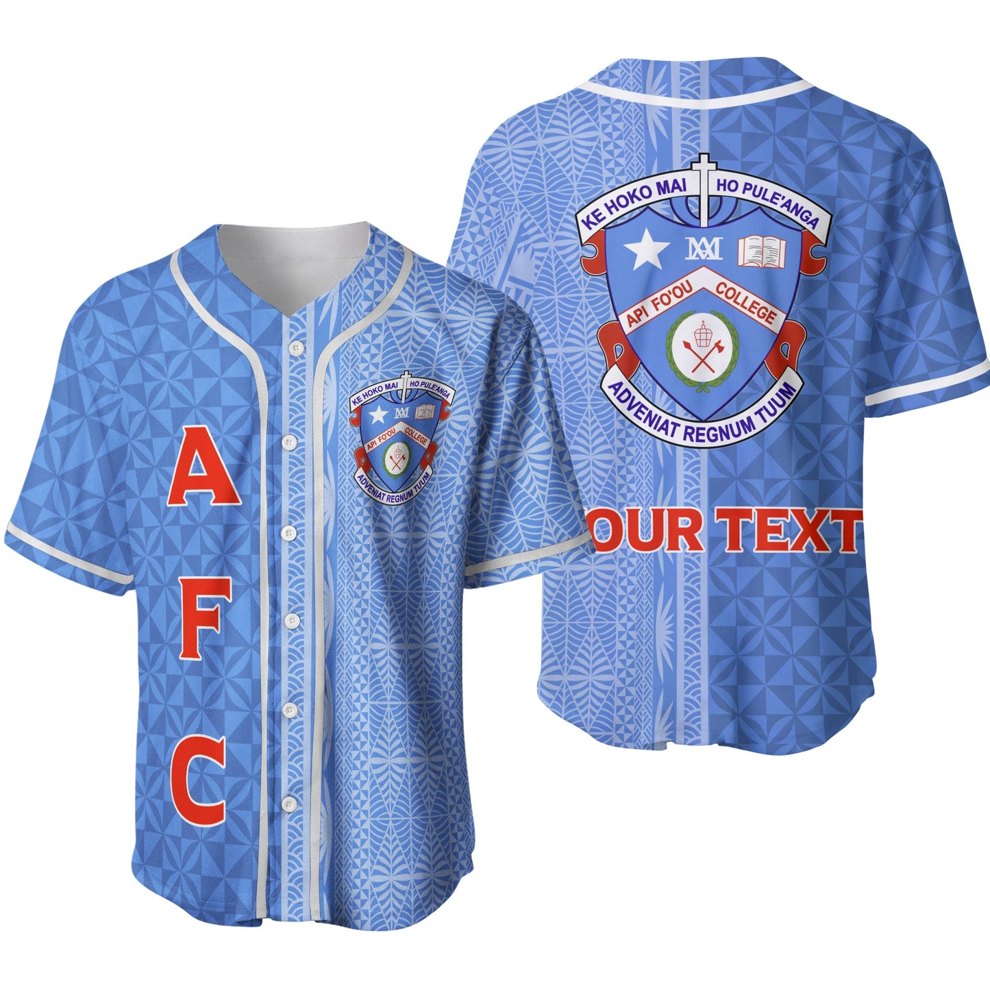 (Custom Personalised) Tonga Apifo'ou College Baseball Jersey Tongan Tribal