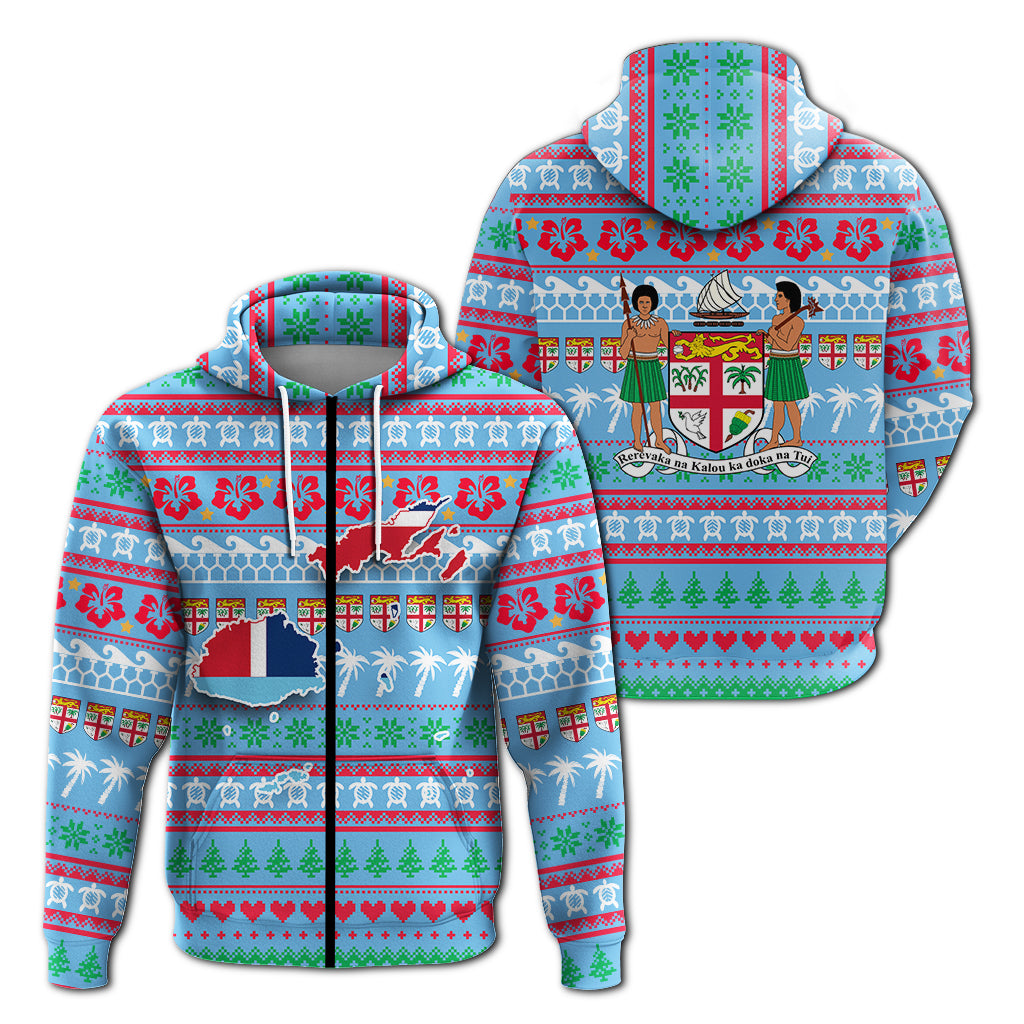 Fiji Christmas Zip Hoodie Ugly Christmas