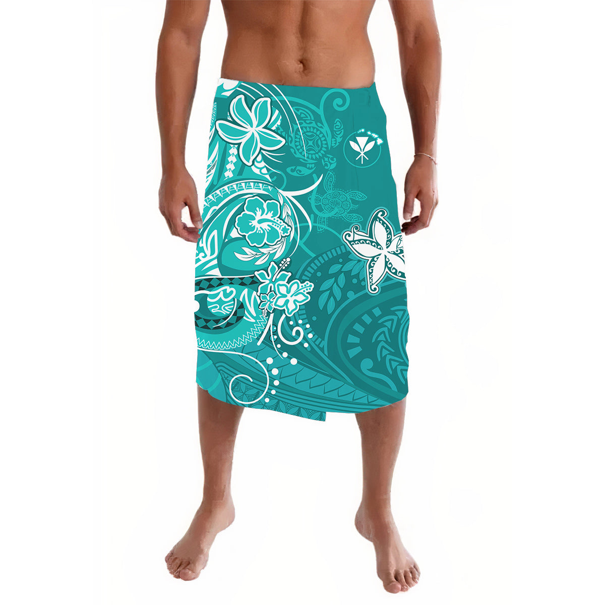 Hawaii Lavalava Polynesia Turquoise Sea Turtle Honu and Map