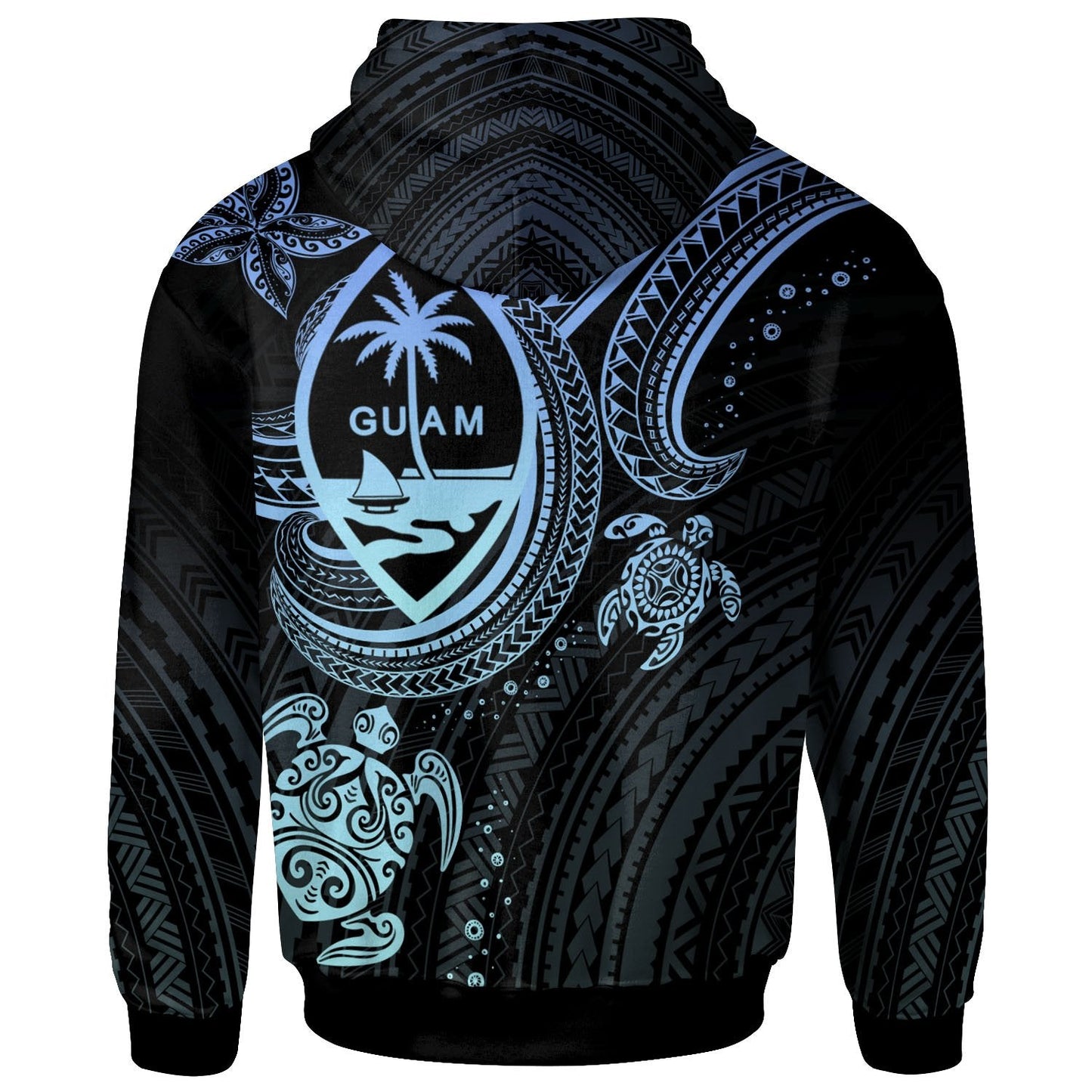 Guam Zip Up Hoodie Blue Turtle