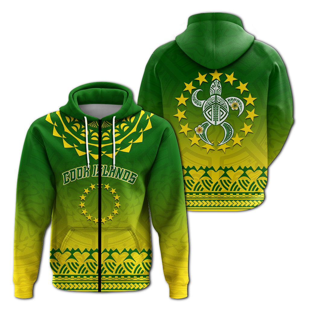 Cook Islands Turtle With Tribal Zip Hoodie