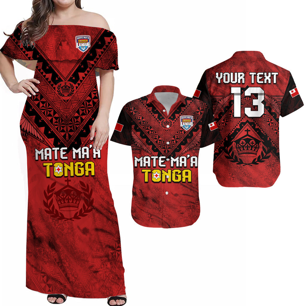 (Custom Personalised) Matching Outfits For Couples Tonga Rugby MMT Combo Dress and Hawaiian Shirt Ngatu Mate Maa Tonga Grunge