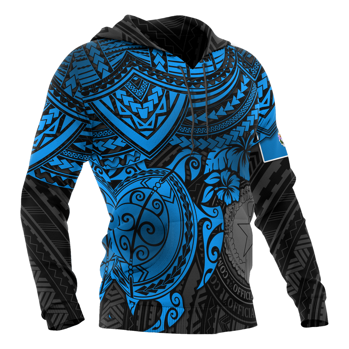 Northern Mariana Islands Polynesian Hoodie Blue Turtle