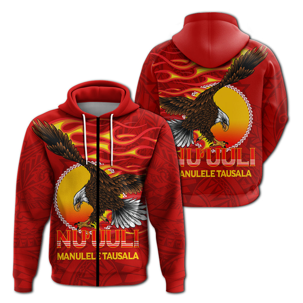 American Samoa Zip Up Hoodie Nuuuli Manulele Tausala Eagle