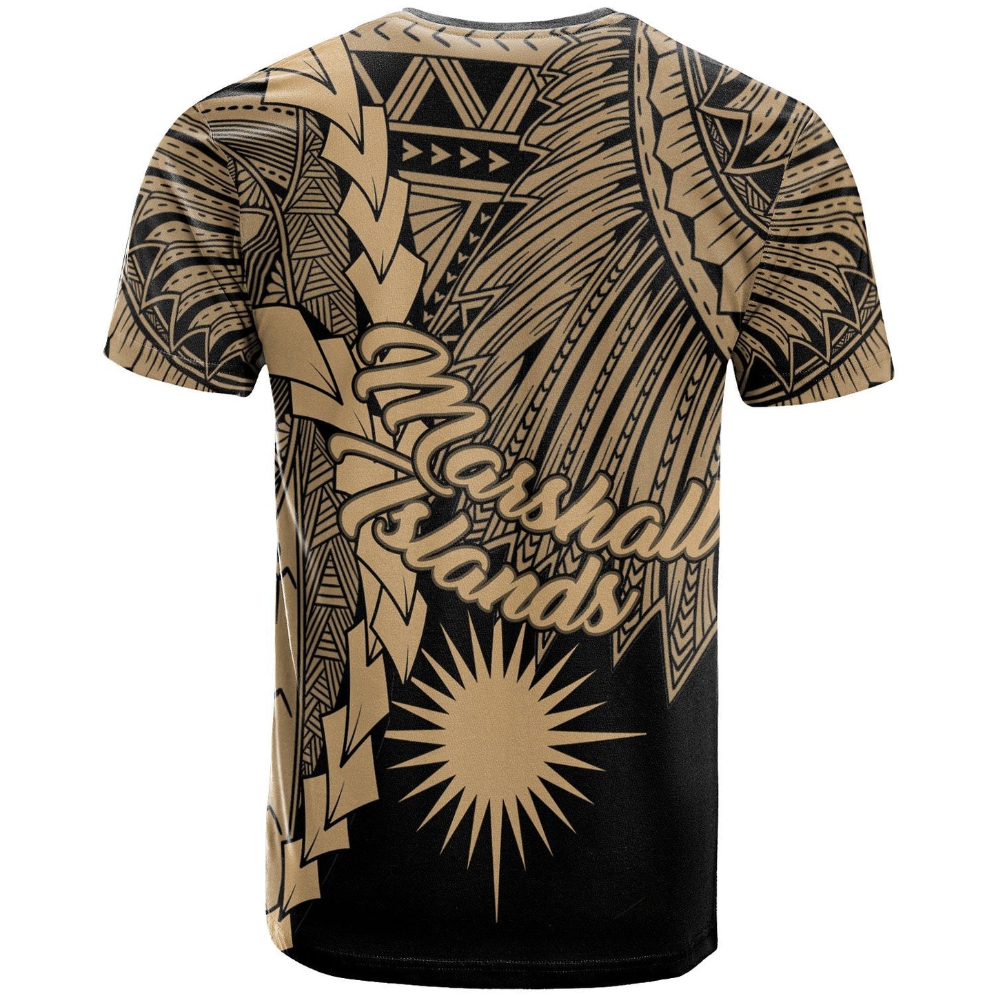 Marshall Islands Polynesian T Shirt Tribal Wave Tattoo Gold