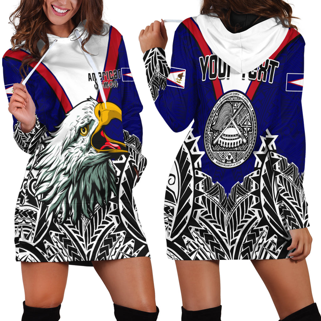 Custom Personalised American Samoa Hoodie Dress Bald Eagle Mix Polynesian