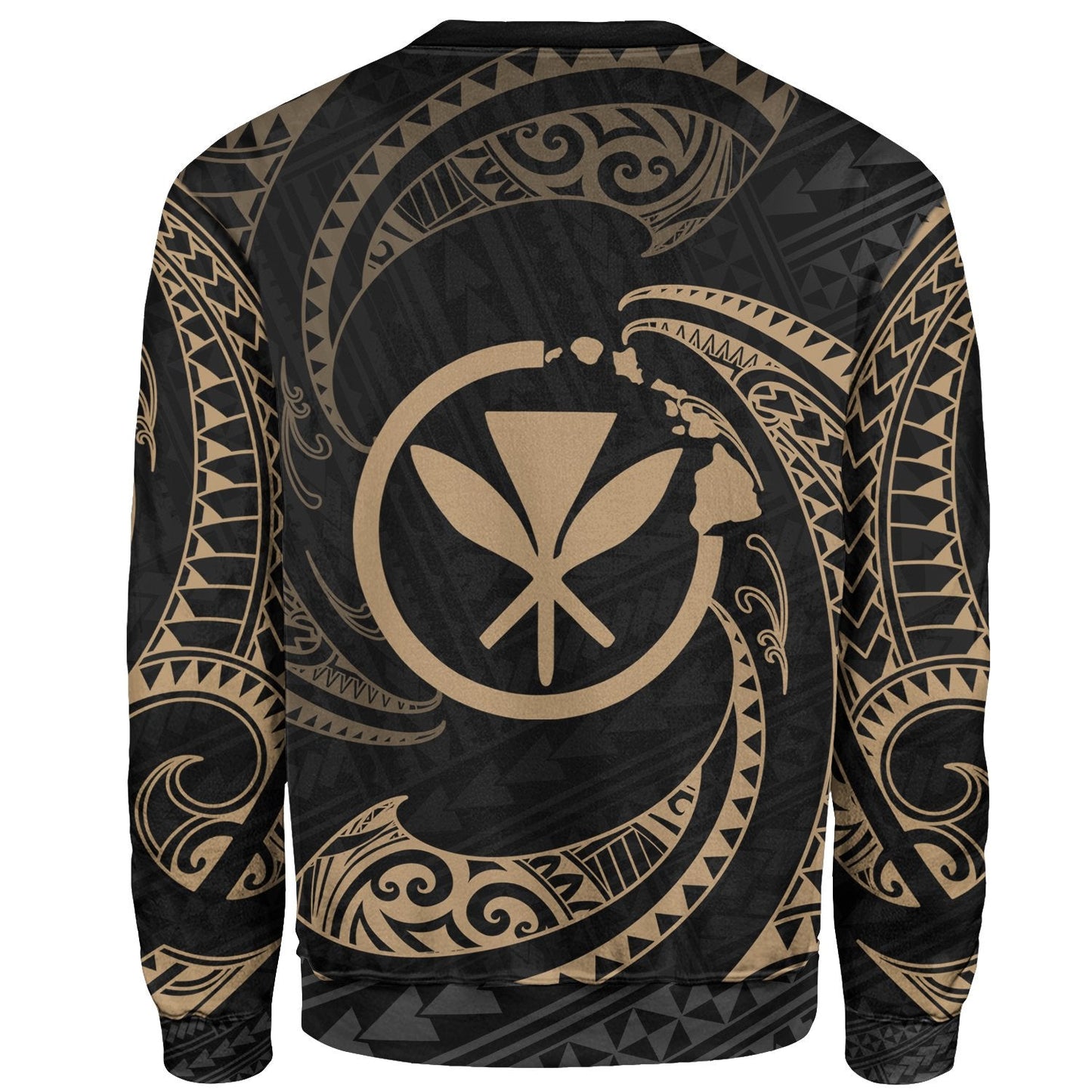 Hawaii Polynesian Sweater Gold Tribal Wave