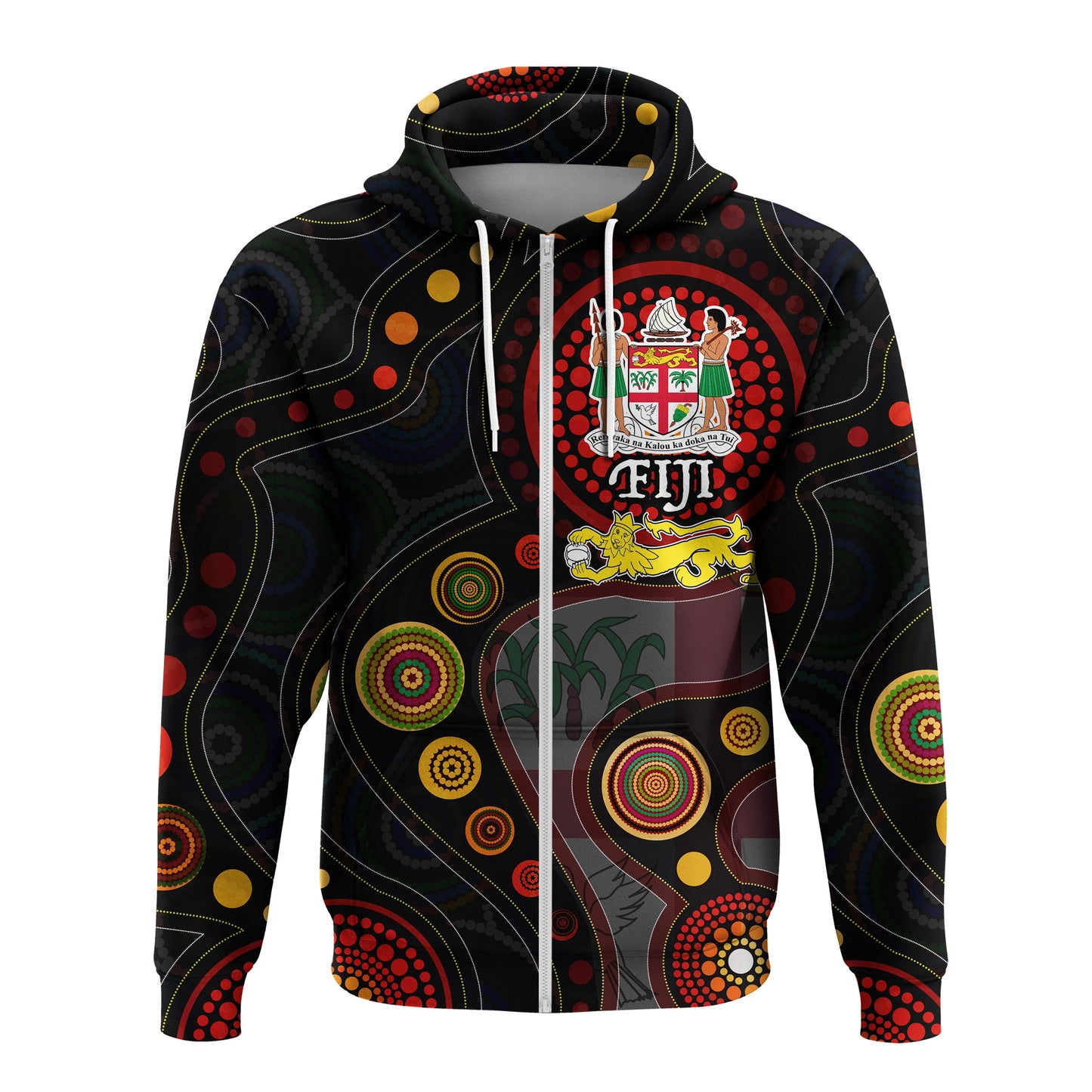 Fiji With Aboriginal Zip up Hoodie -0