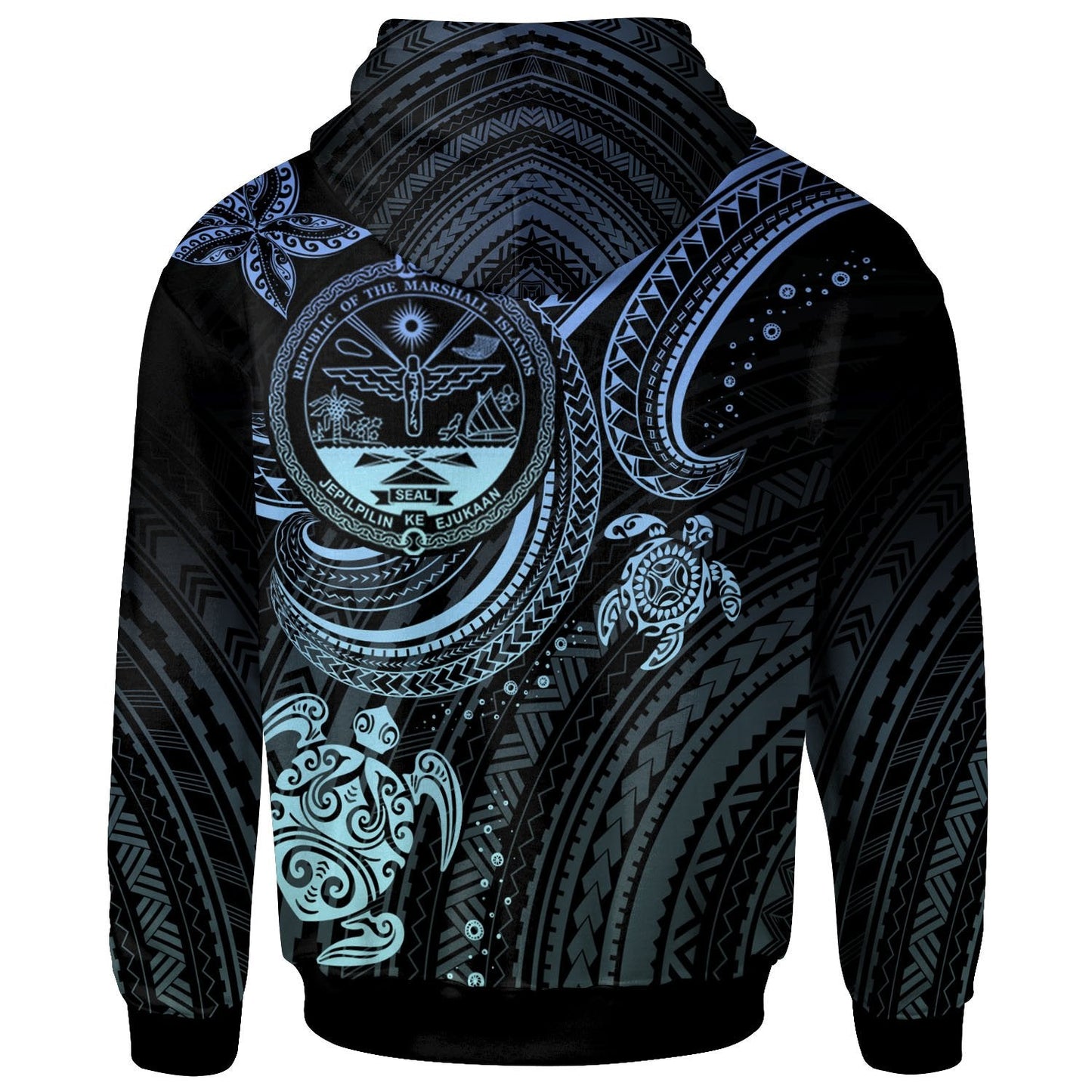 Marshall Islands Hoodie Coat Of Arm with Blue Turtle