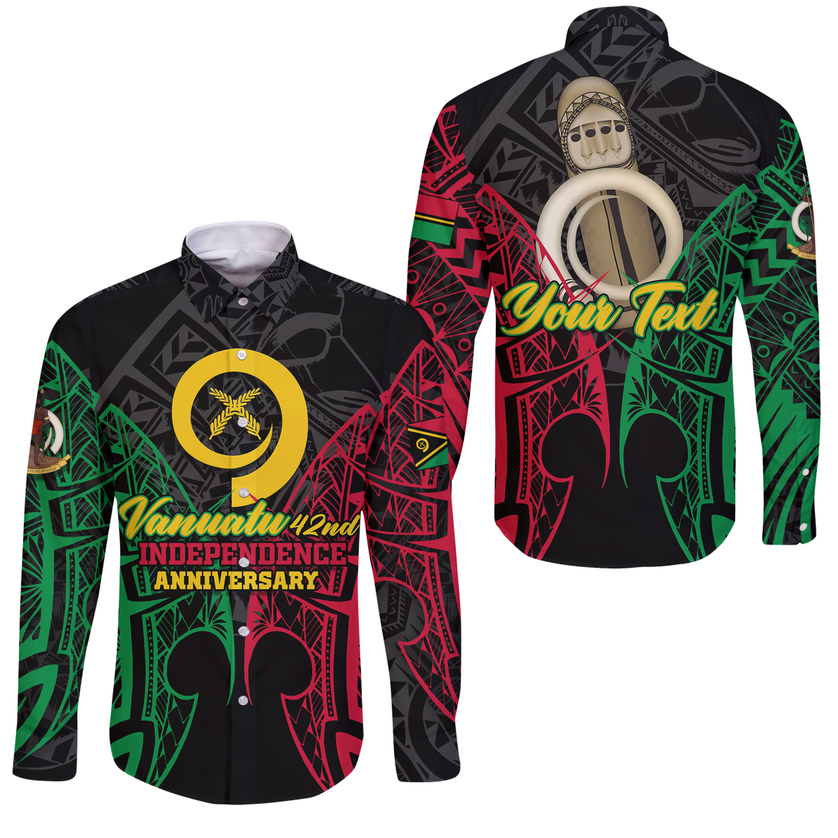 Custom Vanuatu 42nd Independence Anniversary Pride Long Sleeve Button Shirt