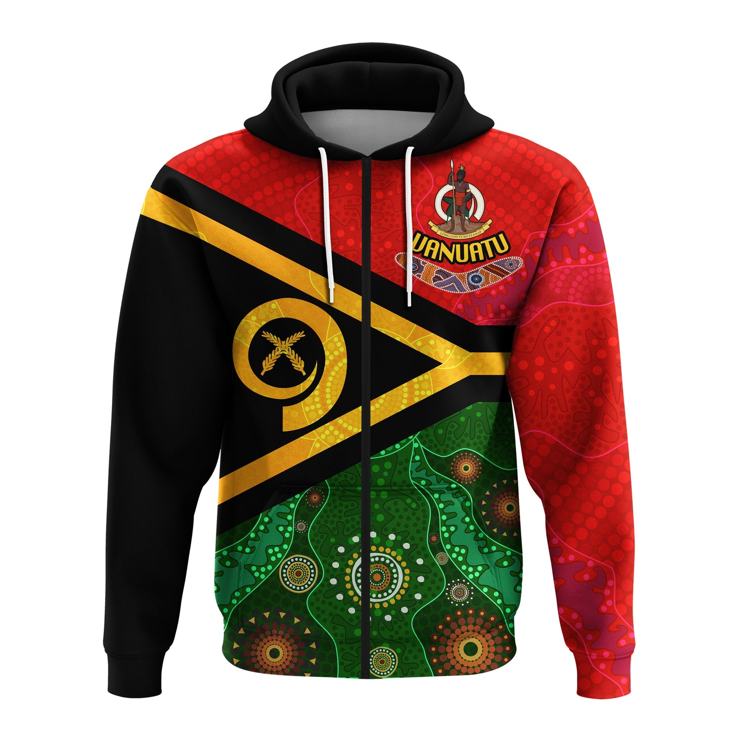 ( Personalised) Vanuatu With Aboriginal Patterns Zip up Hoodie