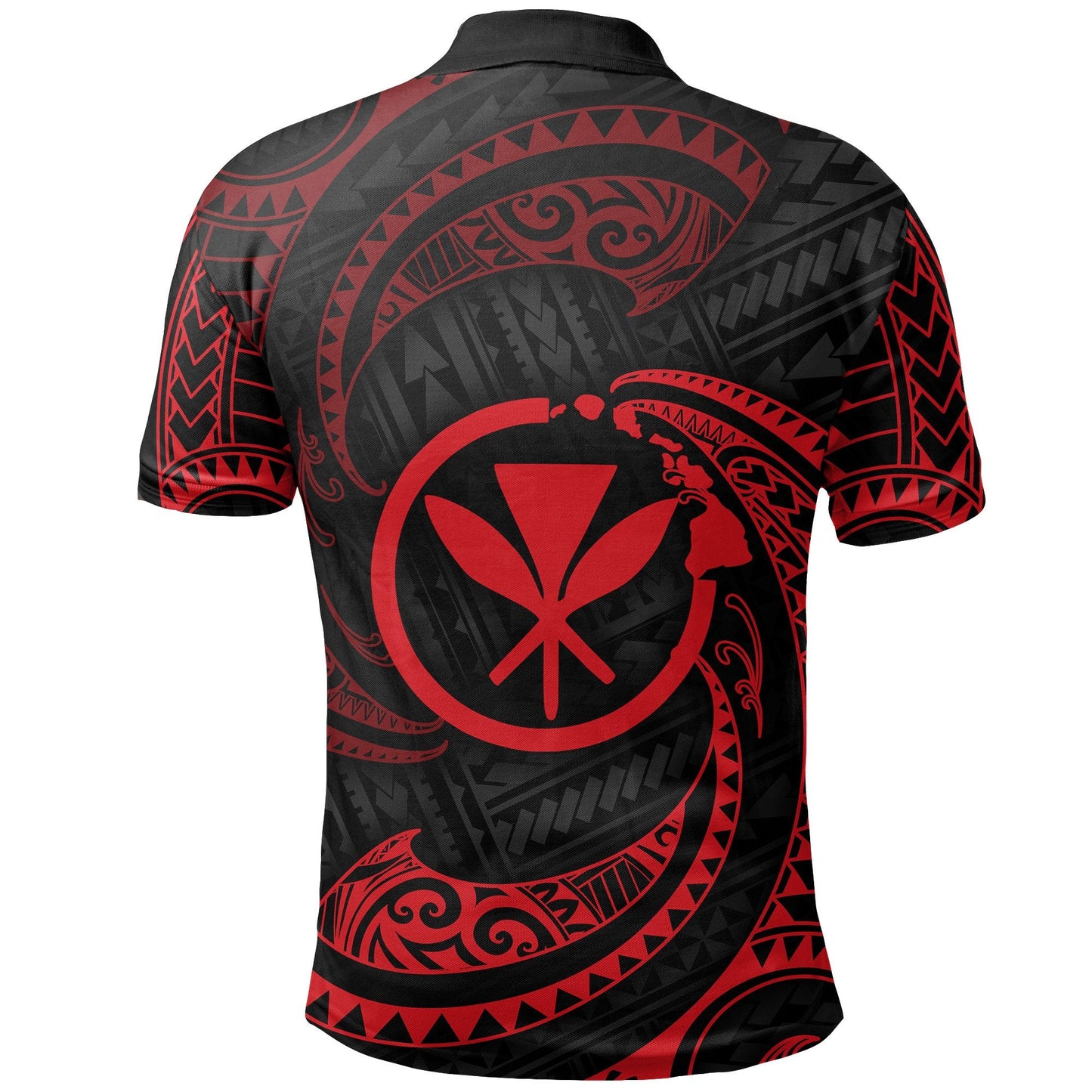 Hawaii Polynesian Polo Shirt - Red Tribal Wave