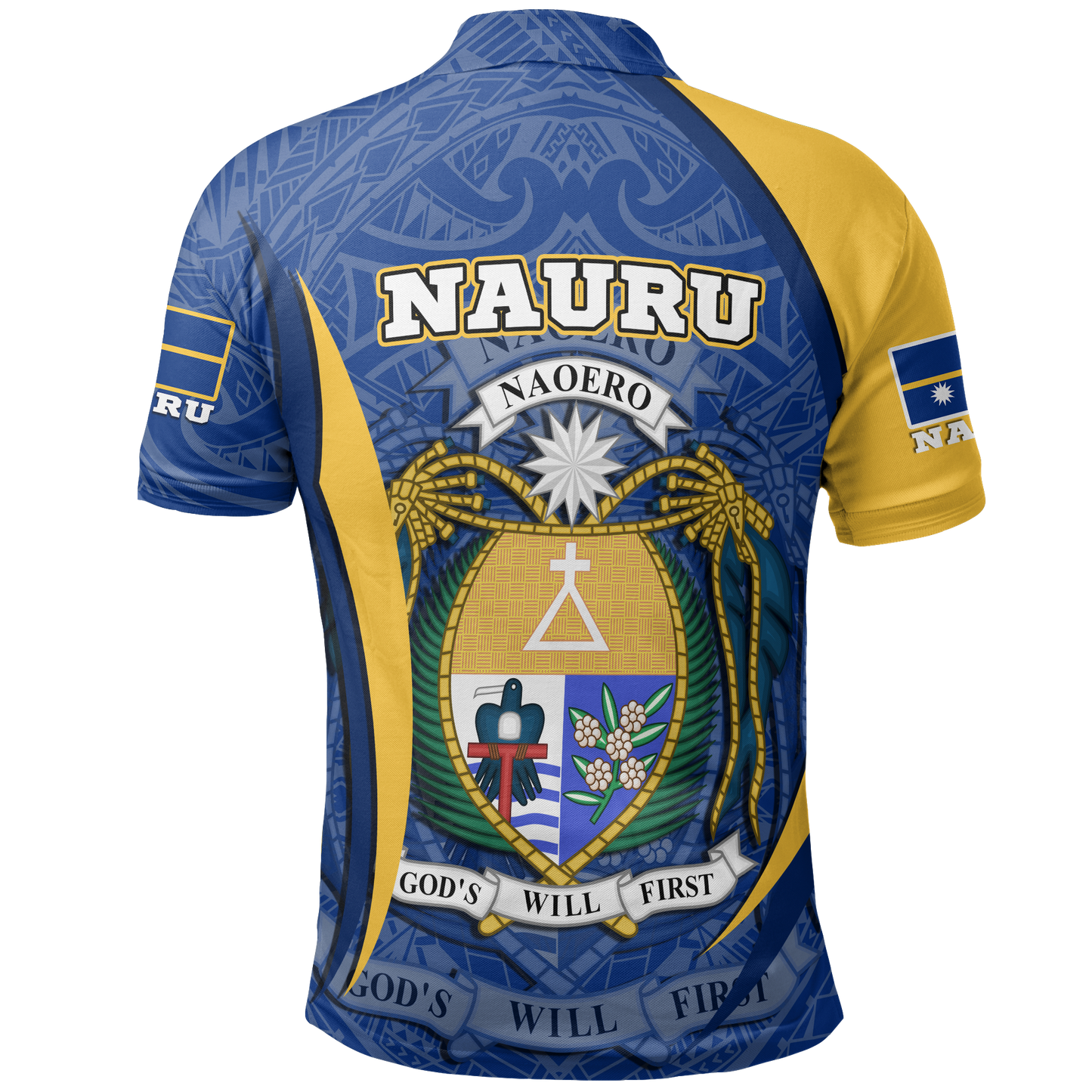 Nauru Polo Shirt - Nauru Flag Coat Of Arms Blue