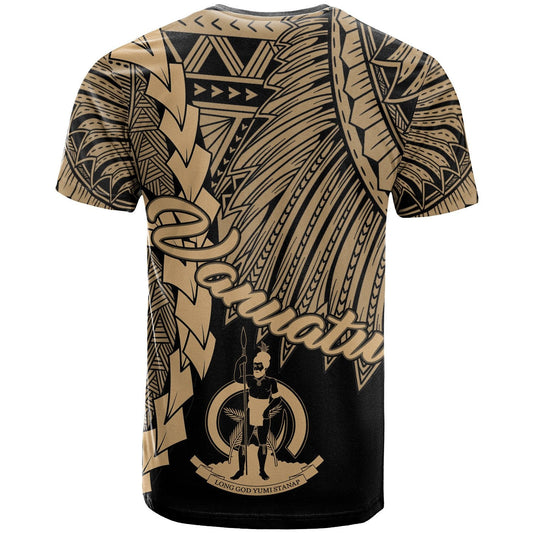Vanuatu Polynesian T - Shirt - Tribal Wave Tattoo Gold