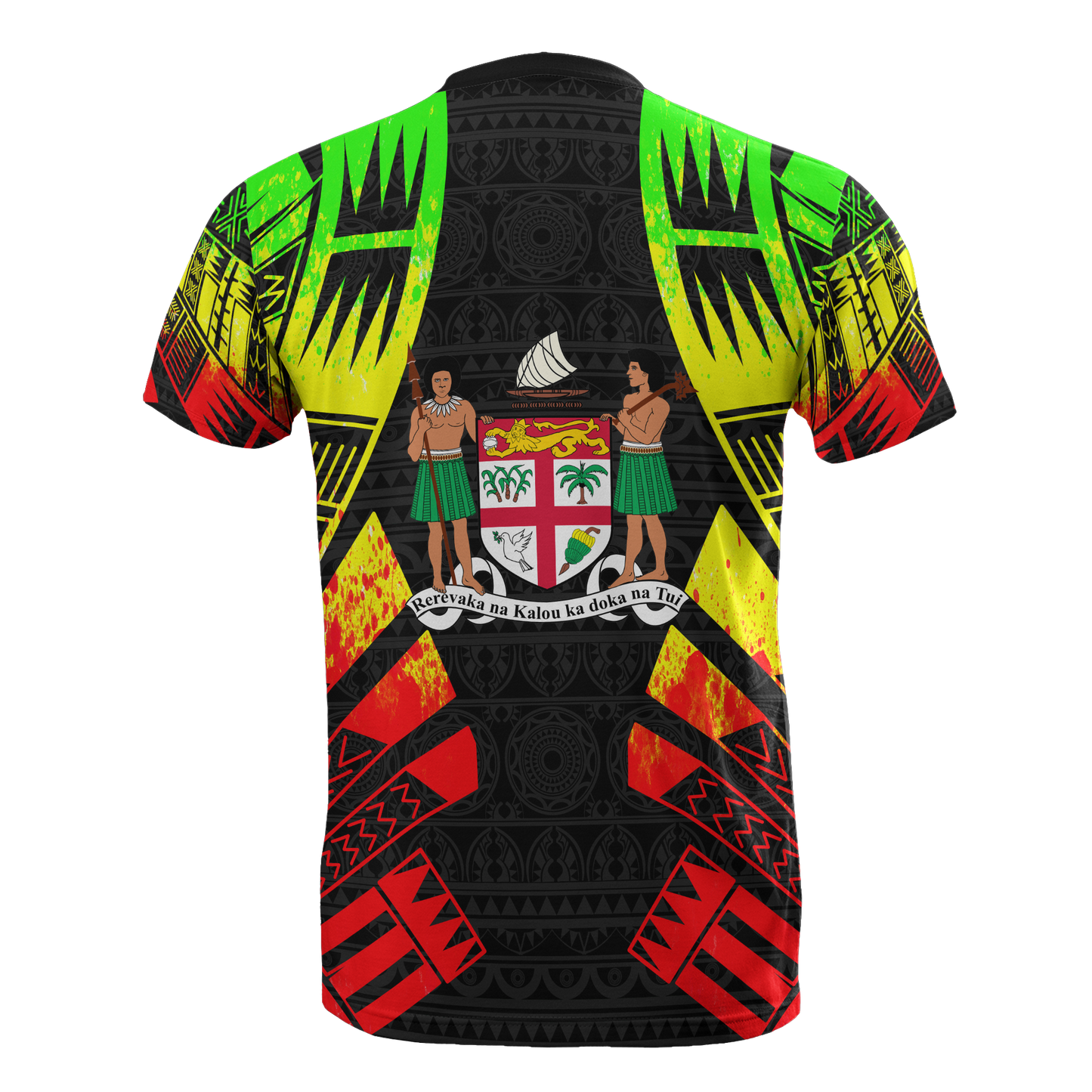 Fiji T - Shirt - Fiji Coat Of Arms Polynesian Tattoo Reggae Style