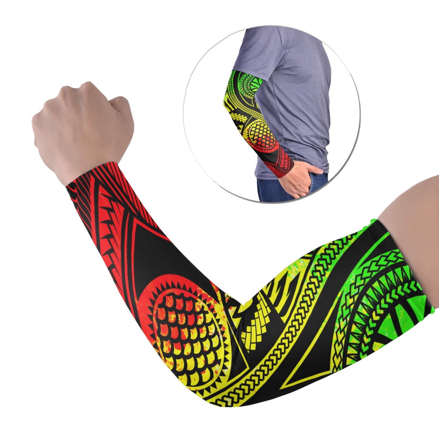 Polynesian Tribal Tattoo Arm Sleeve 43 (Set of Two) Colorful No.7