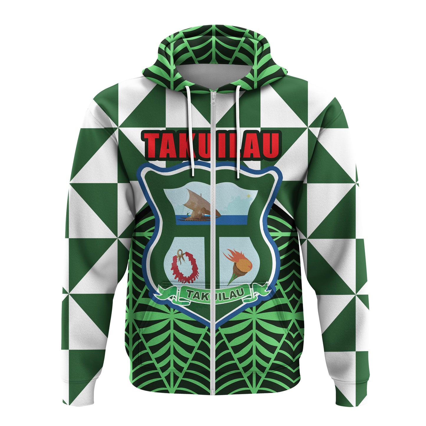 Takuilau College Zip Hoodie Tongan Patterns