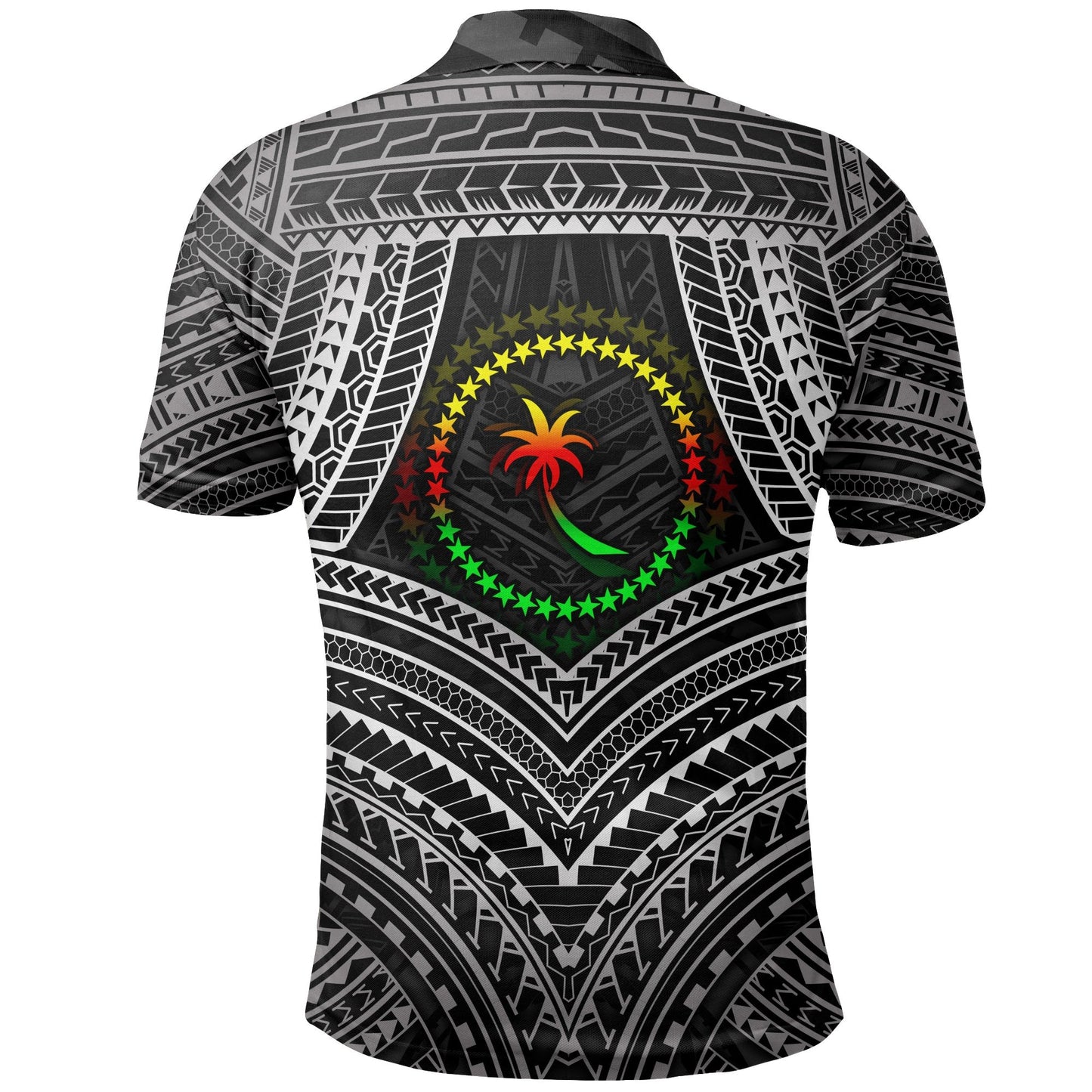 Chuuk Polynesian Polo Shirt - Chuuk Flag Reggae Color