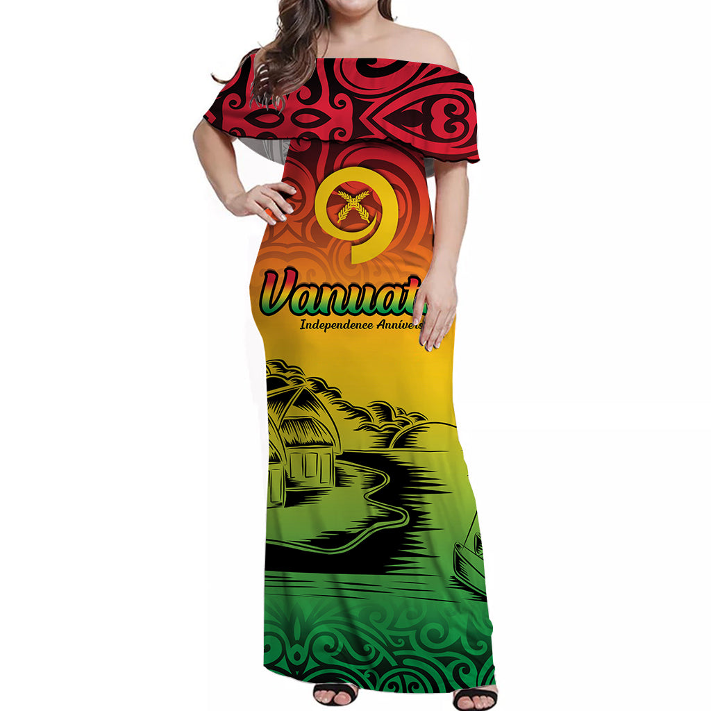 Vanuatu Peaceful Off Shoulder Long Dress Independence Anniversary