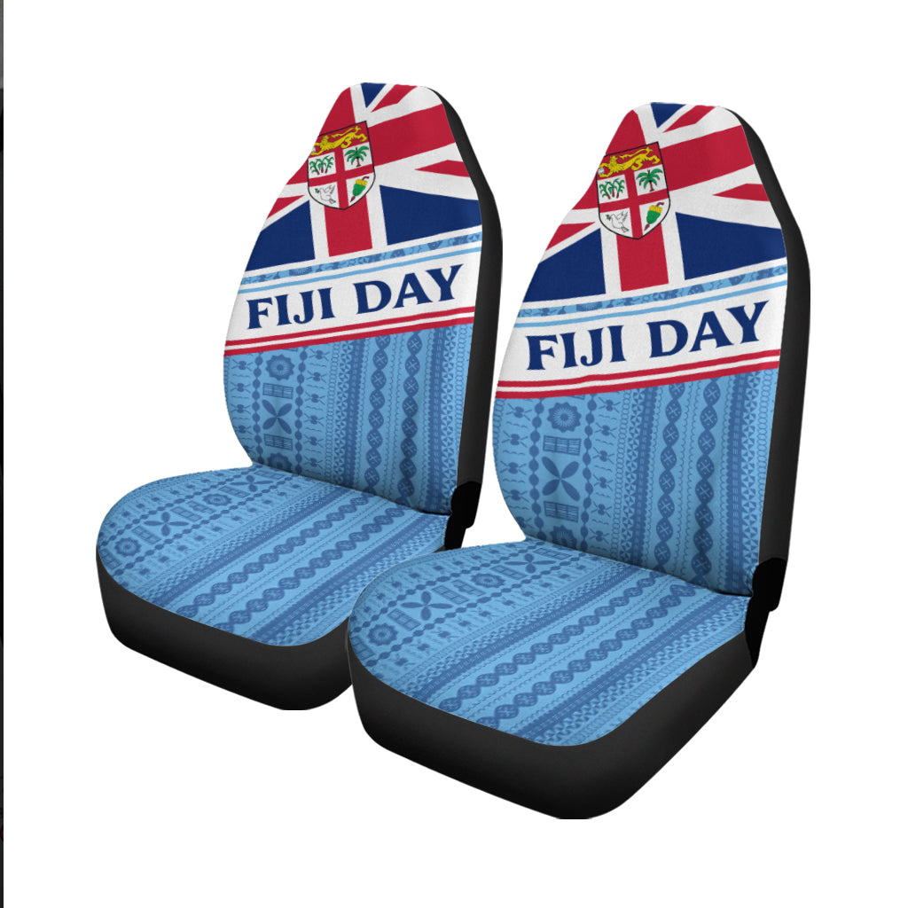 Fiji Day Car Seat Covers Tapa Pattern With Flag