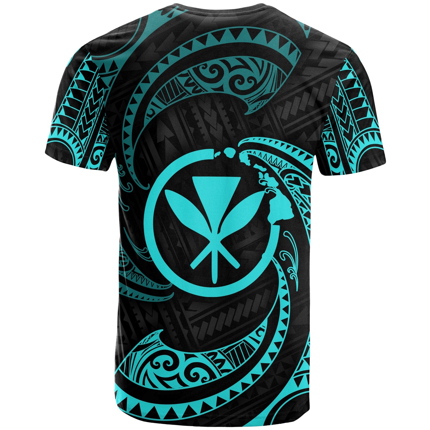 Polynesian Hawaii Custom Personalised T Shirt Neon Blue Tribal Wave