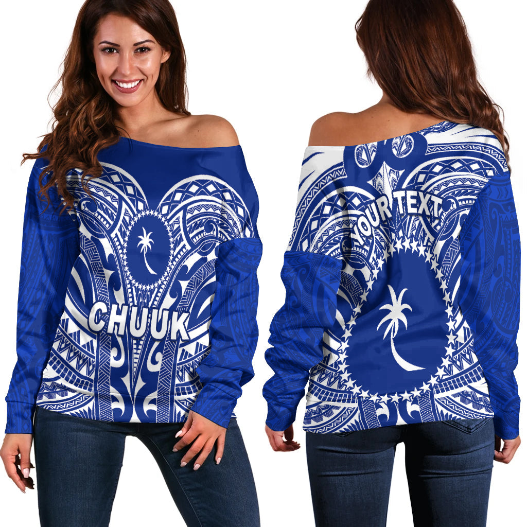 (Custom Personalised) Chuuk Micronesia Off Shoulder Sweater Simple Pattern