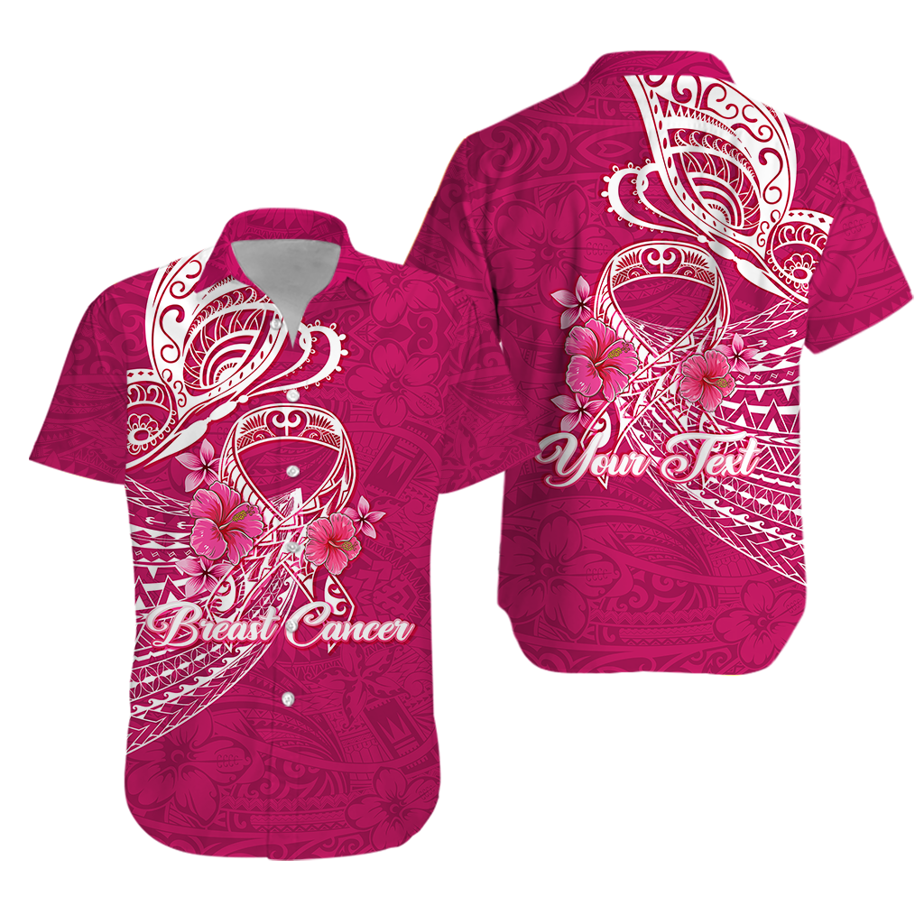 Custom Personalised Breast Cancer Pink Ribbon Butterfly Polynesian Pink Version Hawaiian Shirt -