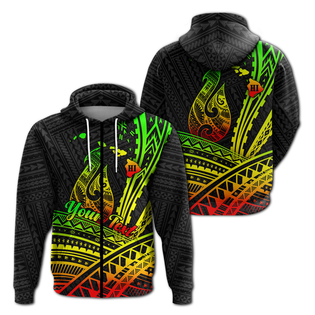( Personalised) Hawaii Fish Hook Polynesian Tribal Reggae Zip Hoodie