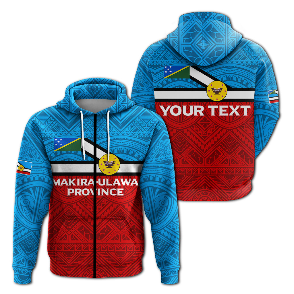 ( Personalised) Solomon Islands Makira Ulawa Province Zip Hoodie Tribal Pattern