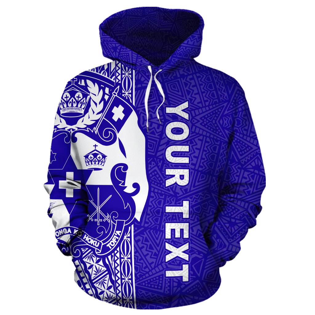 Custom Text Tonga Hoodie Custom Polynesian Blue Line Hoodie