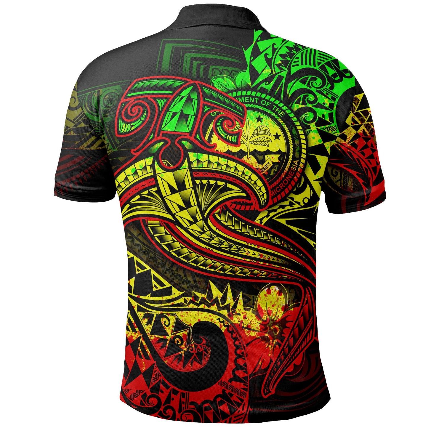 FSM Polo Shirt - Reggae Shark Polynesian Tattoo