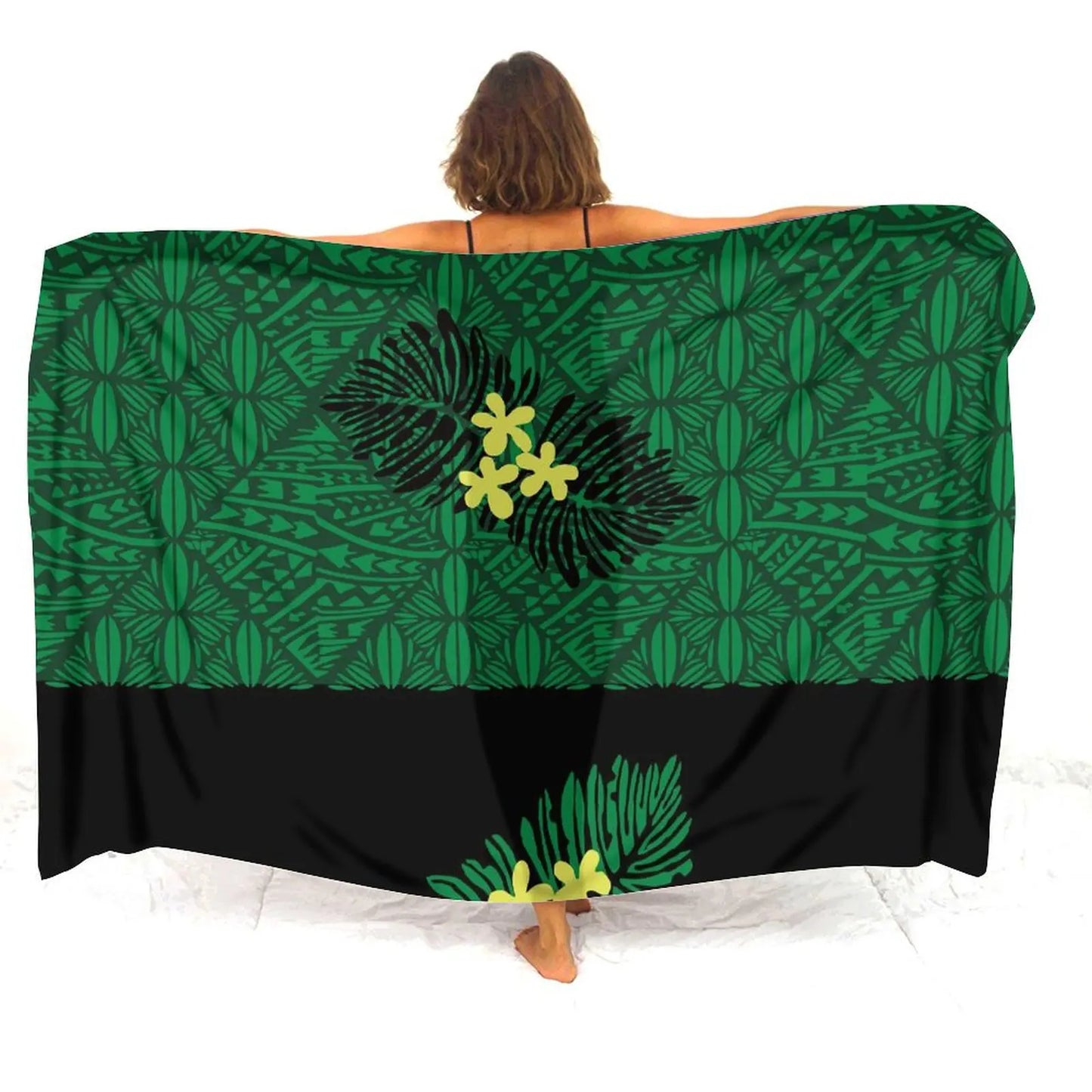 Polynesian Women'S Sarong Apron Polynesian Tribal Pattern Green Sarong Beach
