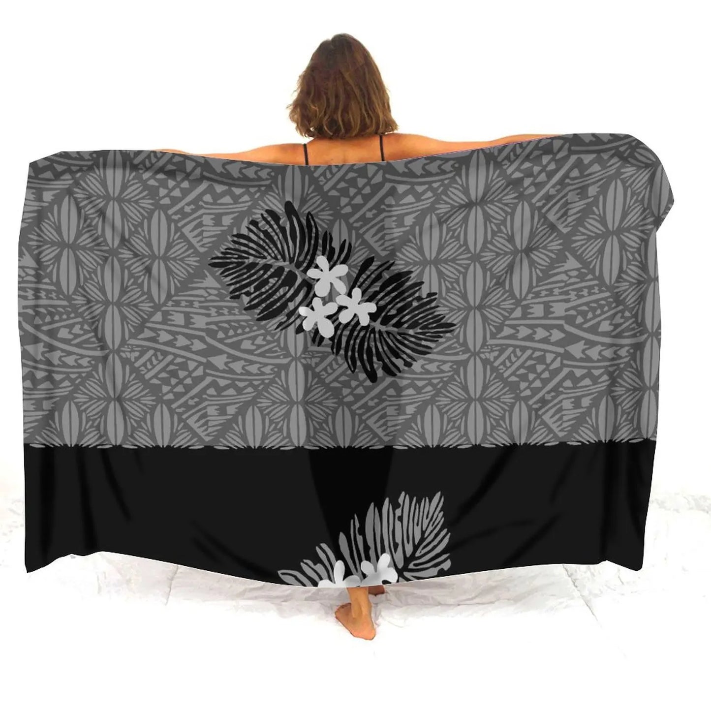 Polynesian Women'S Sarong Apron Polynesian Tribal Pattern Grey Sarong Beach