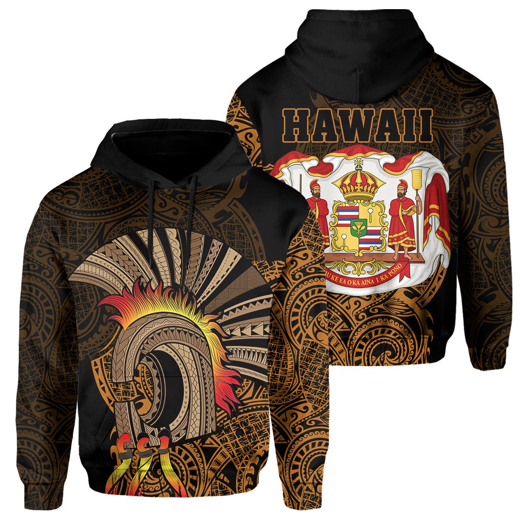 Hawaii Polynesian Warrior Mask Royal Coat Arms Hoodie