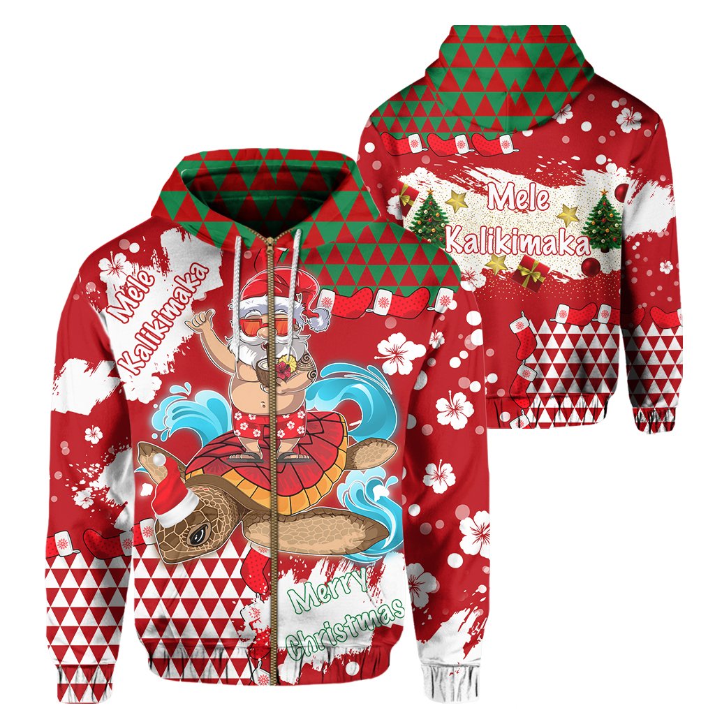 Hawaii Mele Kalikimaka Chrismas Hoodie (Zip up) Ghea Style