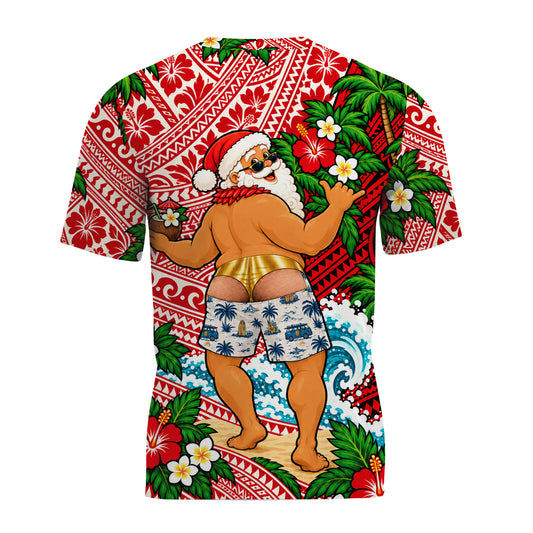 Funny Santa Shirt Polynesian Tribal Christmas T Shirt