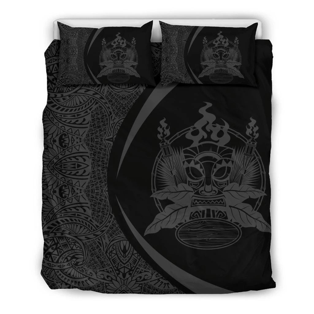 Hawaiian Tiki Polynesian Bedding Set Circle Style Grey
