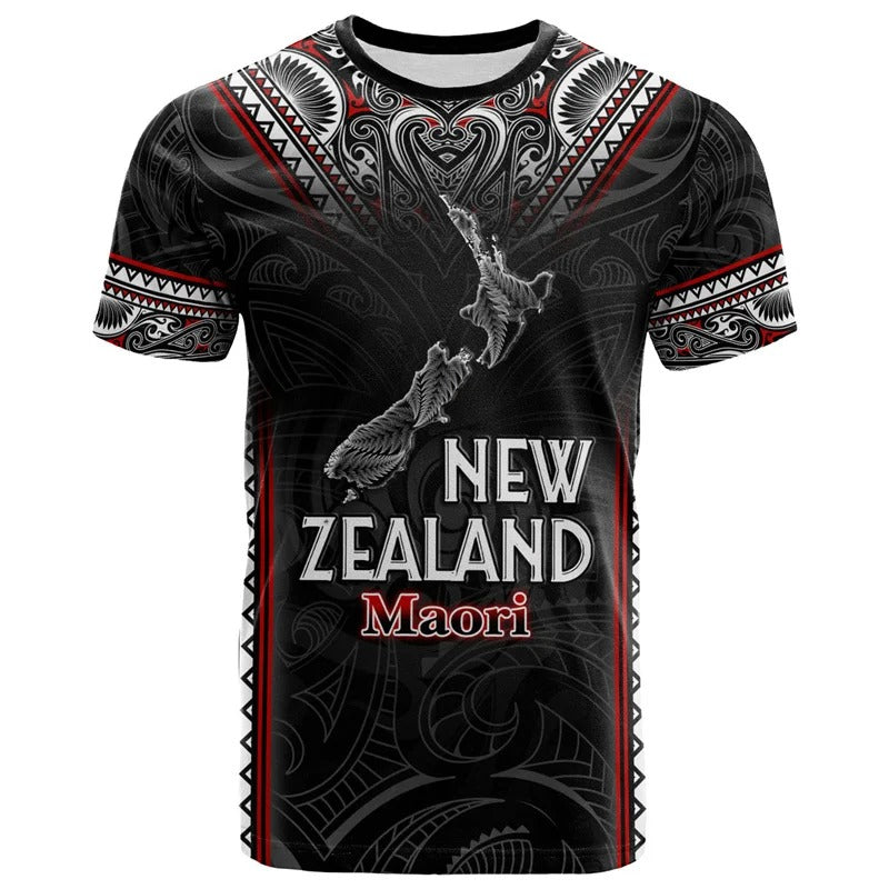 New Zealand Map Shirt Maori Aotearoa Silver Fern Symbols Tattoo T Shirt NZ Waitangi Day Tees Top Clothes