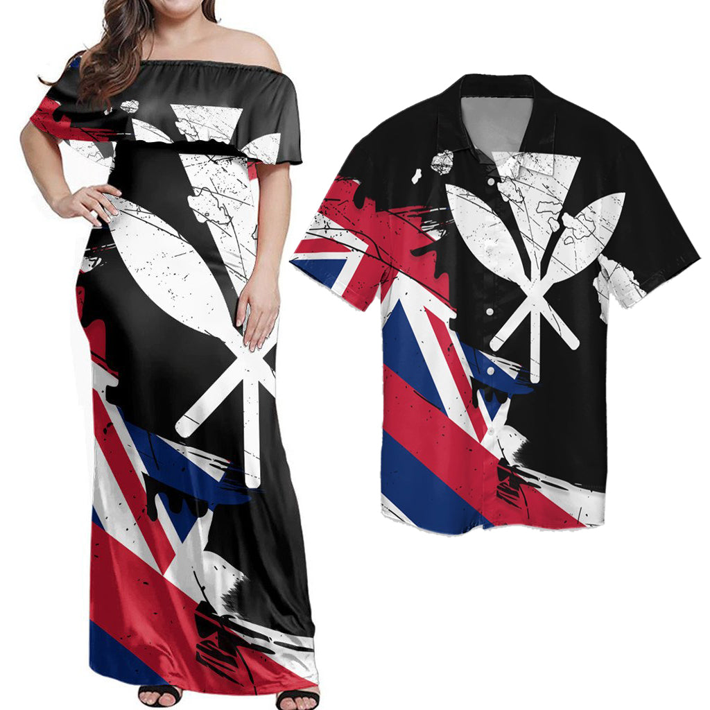 Matching Hawaiian Outfits Combo Dress And Shirt Hawaiian Flag Hawaii Map Kanaka Polynesian Classic Style