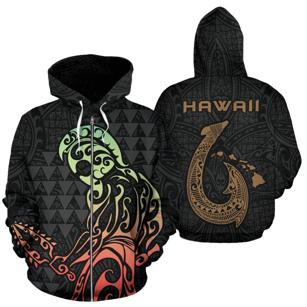 Personalized Hawaii Hook Map Kanaka Warrior Hoodie Zip