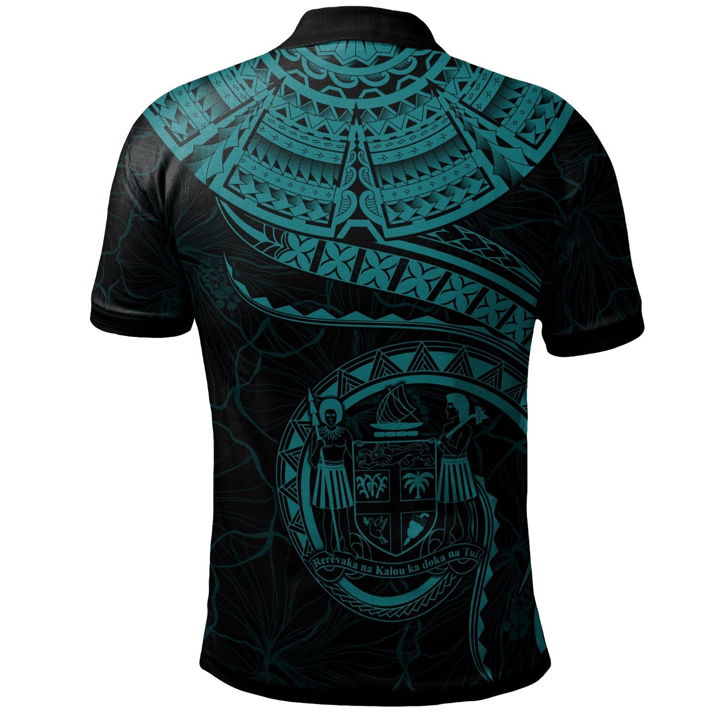 Fiji Polynesian Polo Shirt - Fiji Waves Turquoise