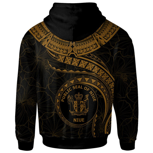 Niue Polynesian Hoodie Niue Waves Golden