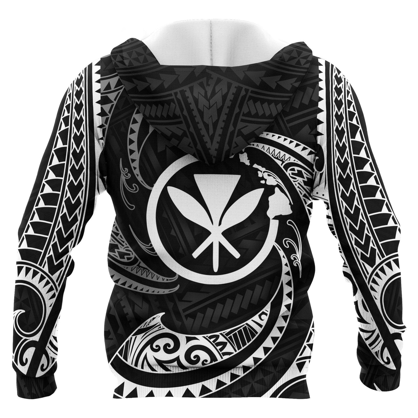 Hawaii Polynesian Hoodie White Tribal Wave