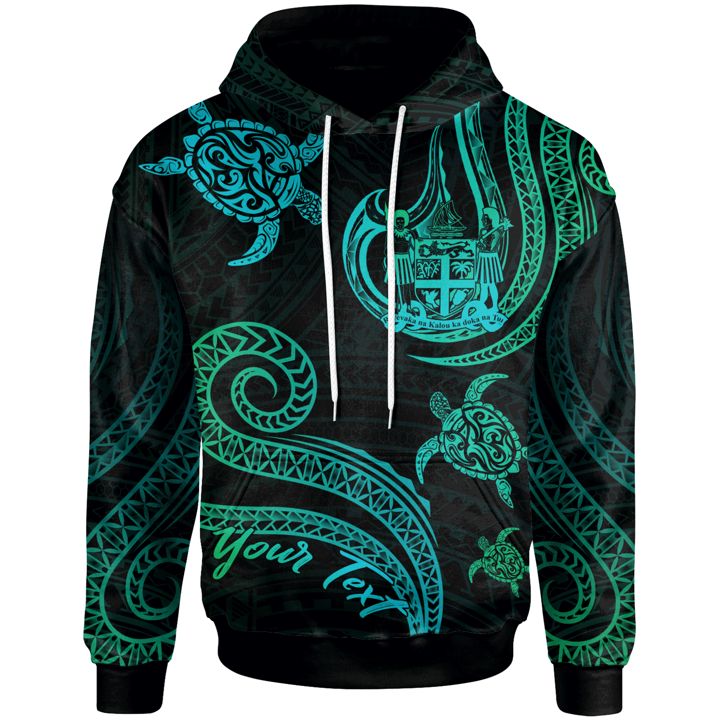 Fiji Hoodie Polynesian Turtle With Pattern