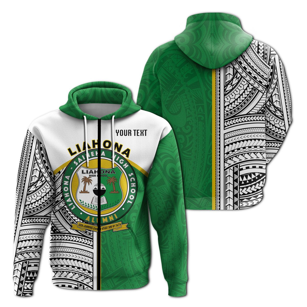 ( Personalised) Liahona High School Zip up Hoodie Polynesian Patterns