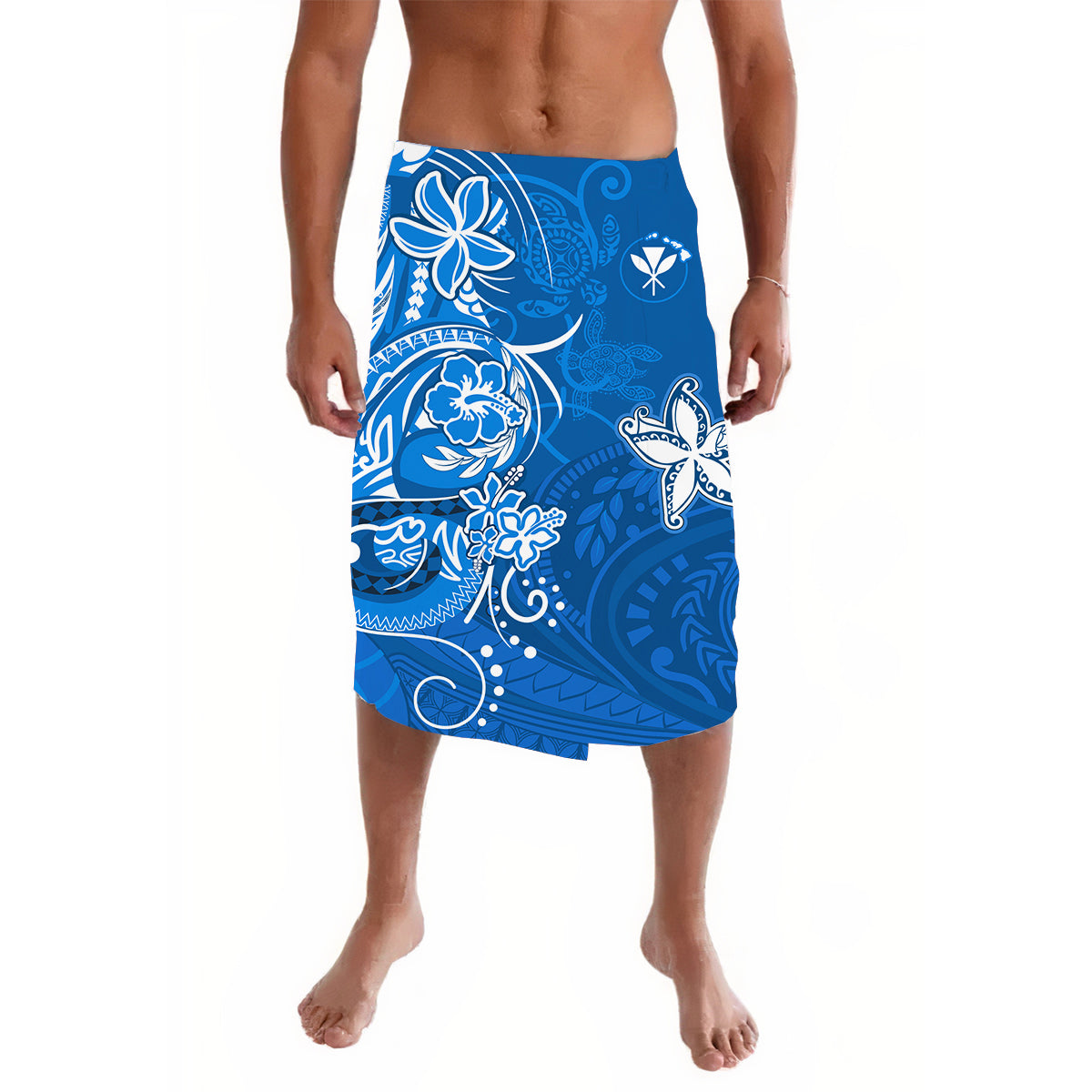 Hawaii Lavalava Polynesia Blue Sea Turtle Honu and Map