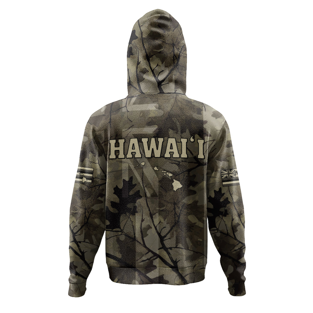 Hawaii Hoodie Tribal Kakau Camouflage Green Zip Up Printed Hoodie