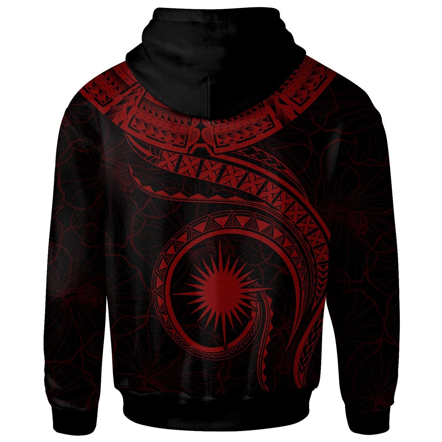 Marshall Islands Polynesian Zip up Hoodie Marshall Islands Waves (Red)