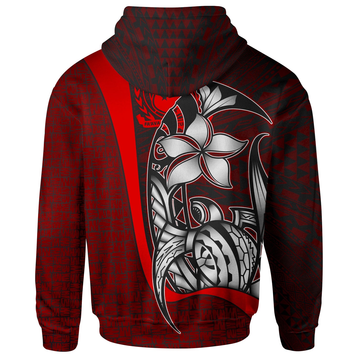 Custom Text Samoa Polynesian Custom Personalised Hoodie Red Turtle with Hook